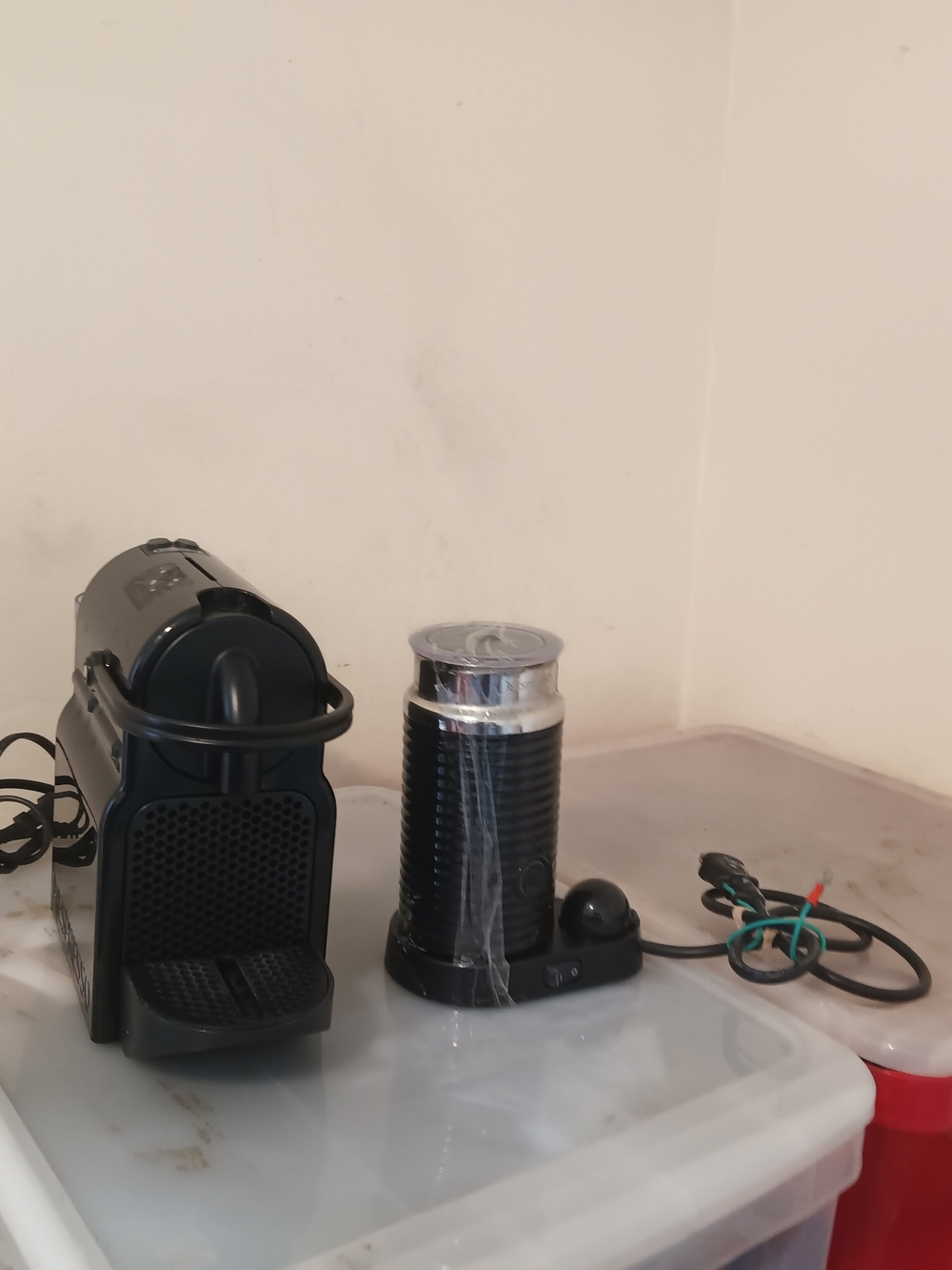 Nespresso Pixie Espresso Machine and Aeroccino in Black and Silver
